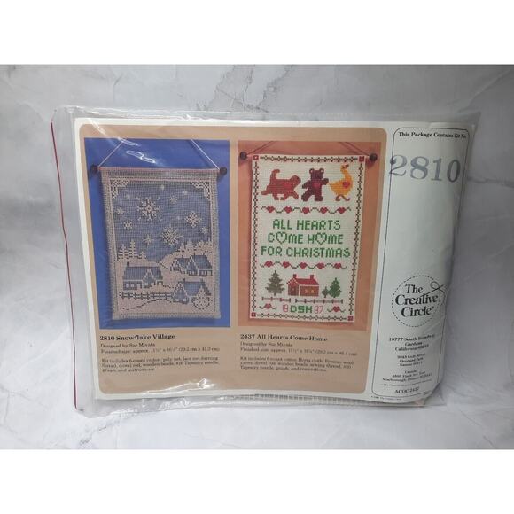Vintage The Creative Circle Needlework Kit 2810 Snowflake Village - Picture 1 of 7